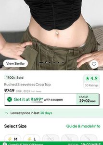 Black Ruched Corset Crop Top