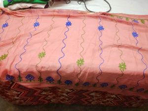 Embroidered Peach Kurta set
