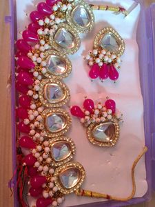 Pink Kundan Jewelry Set