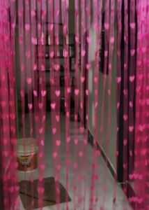 Pink Heart Door Curtain set of two
