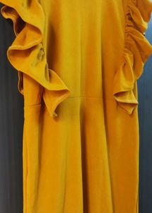 Stylish Mustard Yellow Ruffle Dress