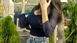 Chic Navy Blue Ruched Square Neck Top