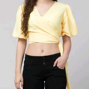 Yellow Wrap Crop Top