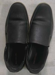 Men's Black Leather Slip-On Shoes
