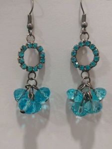 Blue Crystal Hoop Earrings