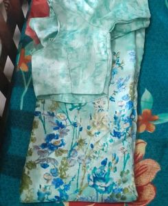 Beautiful Blue Floral Saree with Free Size Blouse