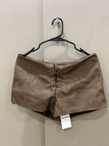 Lace-Up Faux Suede Shorts