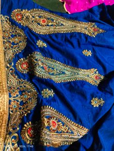 Royal Blue &amp; Pink Embroidered saree  Choli