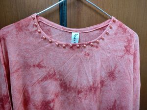 Boho tie-dye top with beaded details
