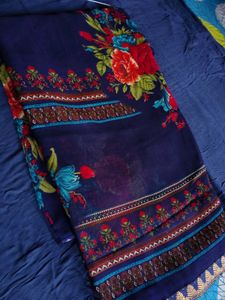 Blue printed saree 💙💙
