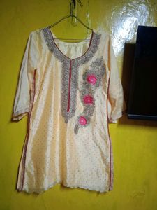 yellow Embroidered Kurta Palazzo Set