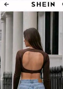Stylish Brown V-Neck Crop Top size m