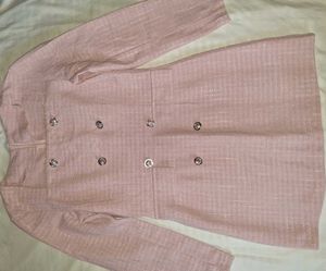 Chic Pink Tweed Dress with Embellished Buttons