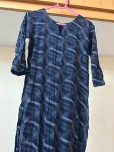 Blue Plaid Cotton Kurta