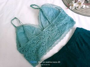 Cute Teal Lace Lingerie Set