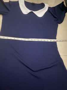 Navy Blue Dress with White Collar