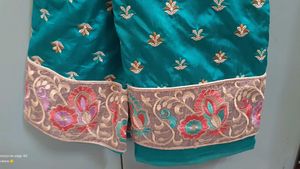 Teal Embroidered Silk Saree with blouse