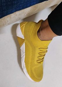Skechers Yellow Knit Sneakers