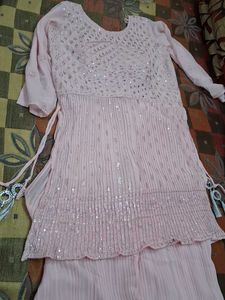 mirror work Sharara set pink