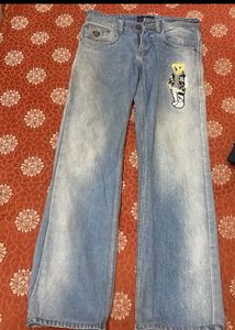 Cute Bear Patch Wide Leg original ralph Lauren jea
