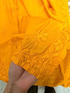 Vibrant Yellow Embroidered Kurta