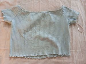 Light Blue Butterfly Crop Top