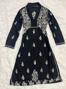 Black Chikankari Kurta with beautiful neckline!