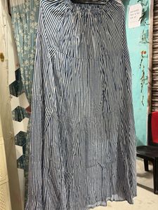 Blue Striped Tiered Maxi Skirt
