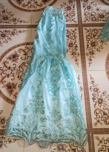 Elegant Aqua Embroidered Pakistani Dress