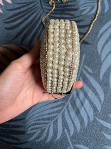 Elegant Pearl Embellished Mini Sling Bag