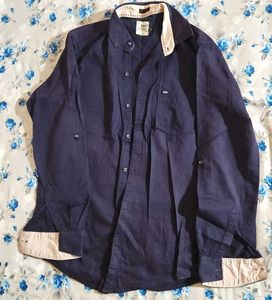 Men's Navy Blue Button-Down Shirt