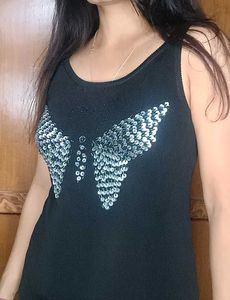 Sequin Butterfly Tank Top