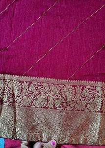 creap silk banarasi weaving saree with stone