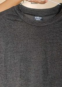 Shein Textured Black T-Shirt