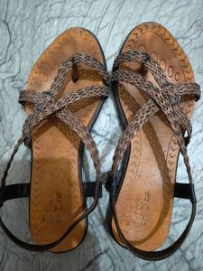 Braided Strap Brown Sandals