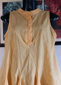 Stylish Yellow Sleeveless Flare Dress