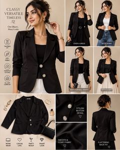 Chic Black Blazer with Statement Buttons