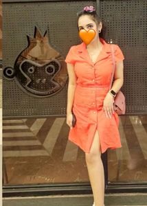 Chic Orange Button-Up Dress