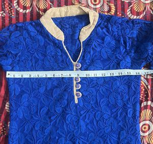 Net Embroidered Straight Kurti