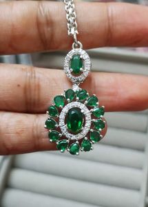 Emerald & Diamond Pendant Necklace