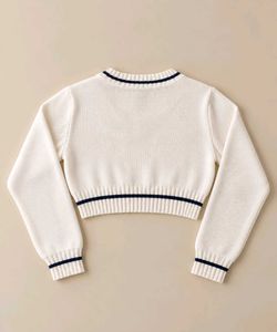 IVORY &amp; BLACK STRIPED CROPPED V-NECK SWEATER