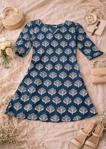 Blue Block Print Kurta