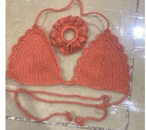 Bikini Top With  Crochet  Scrunchie