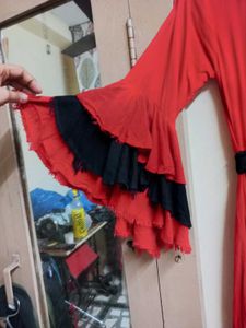 Red &amp; Black Ruffled Ethnic top