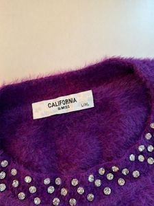 Purple Fuzzy Embellished Sweater