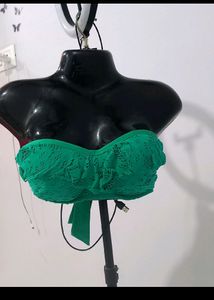 Green Schiffli Frill Style Padded Bikini Top