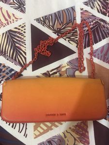 Chic Orange Gradient Chain Shoulder Bag