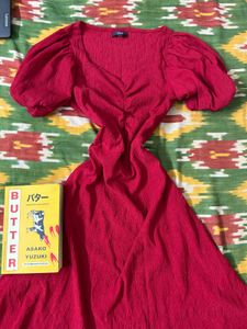 ˚˖𓍢ִ🍓. ݁𐙚Red Puff Sleeved Sweetheart Dress