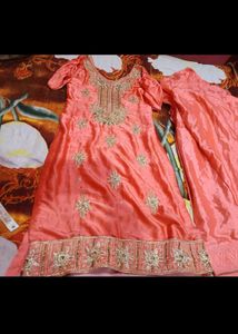 Embroidered & Stonework Satin suit