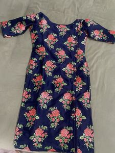 Navy Blue Floral weaves Kurta